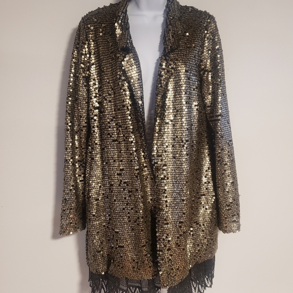 Free People Sweaters - Free People Gold Sequin Applique Cardigan